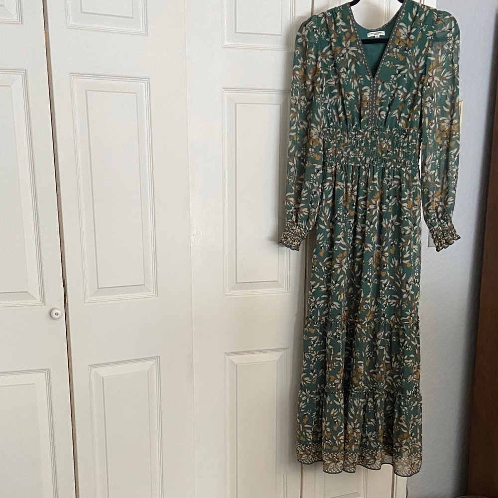 Green, floral maxi dress, size XS by MAX Studio.